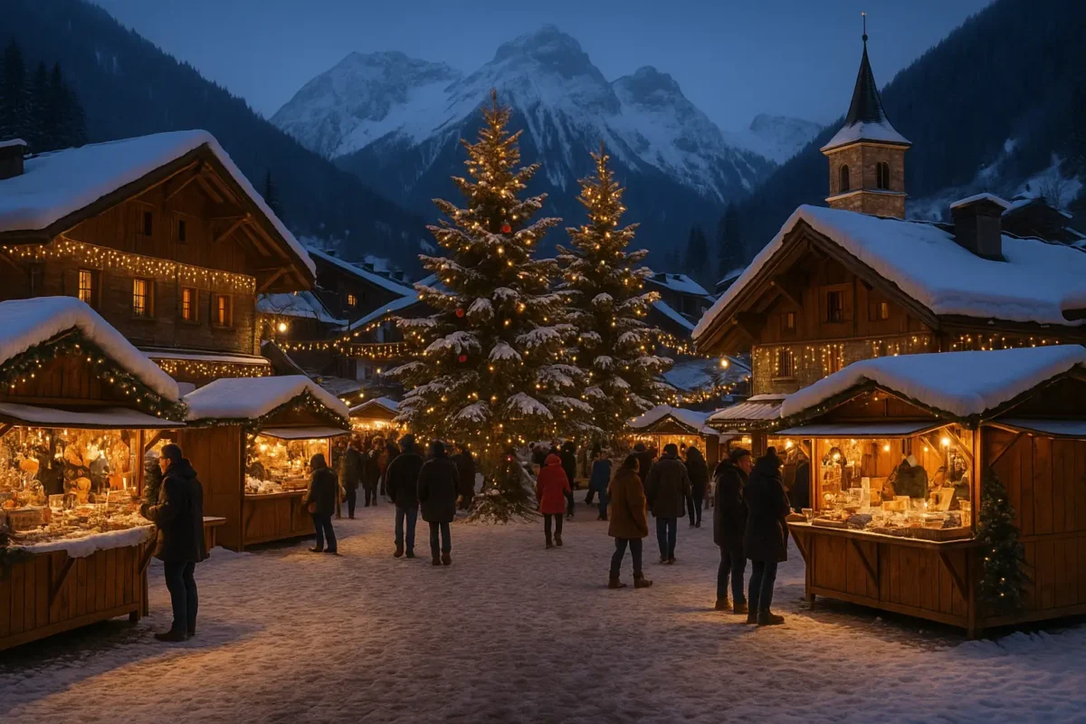 un marché de Noël dans un village de Haute-Savoie