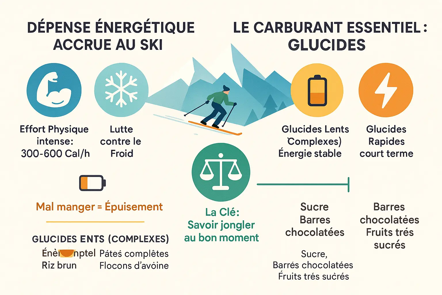 Assiette de pâtes et légumes, un repas idéal pour faire le plein d'énergie avant de skier.