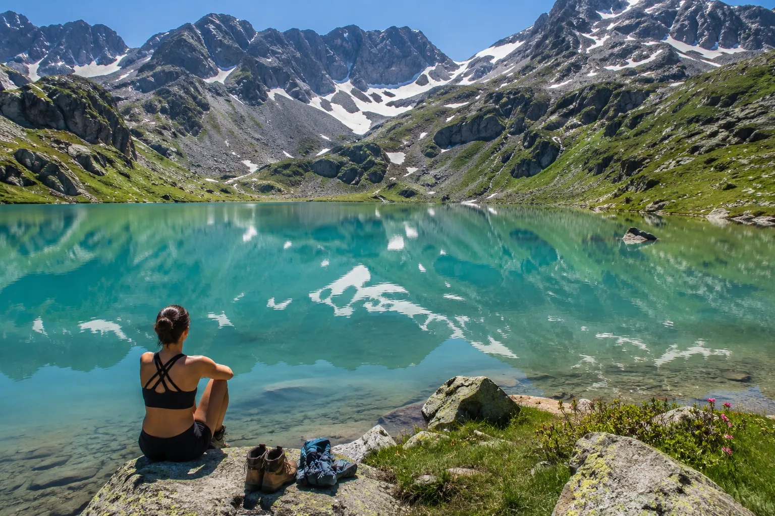 lac de montagne et baignade