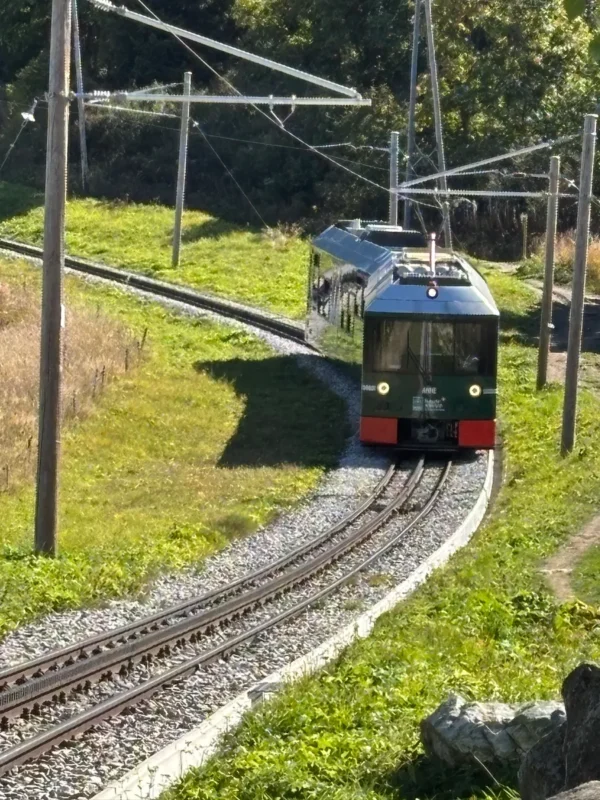 La locomotive Anne qui redescend de la station de Bellevue