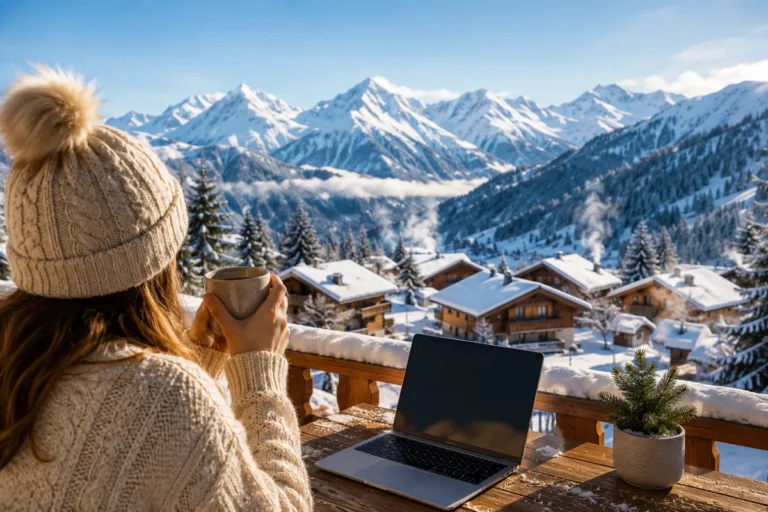 Pause hivernale face aux Alpes