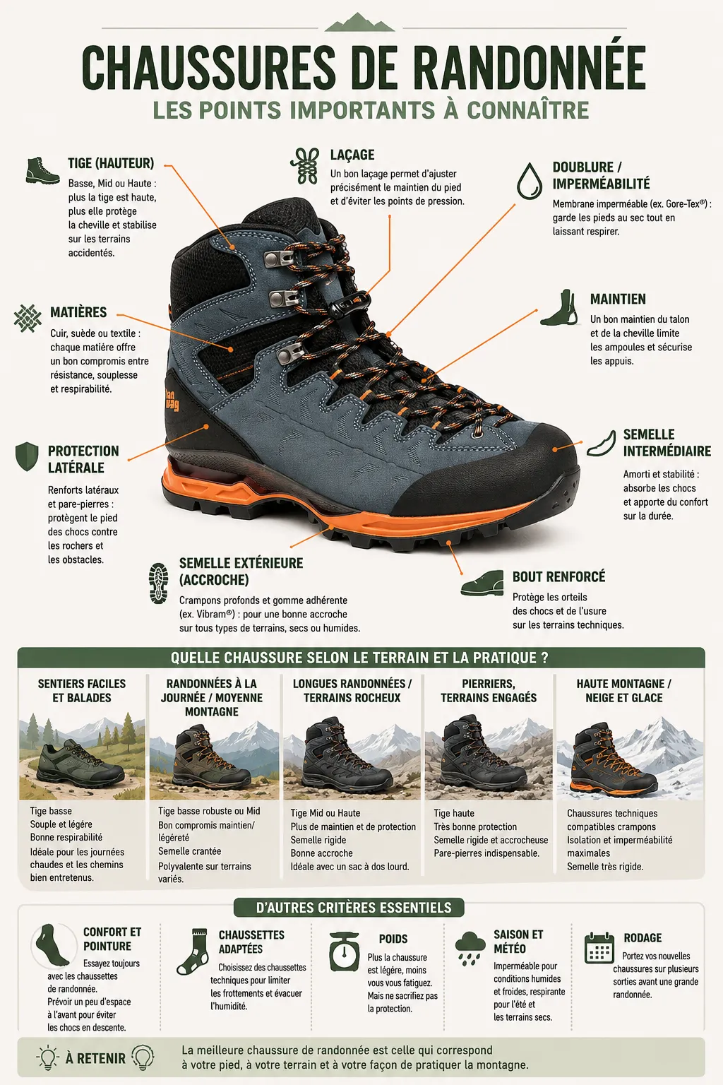 Les points importants sur une chaussure de randonnée